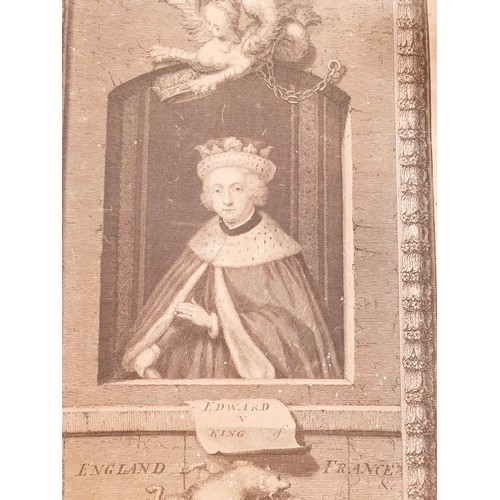 266 - An antique etching depicting Edward V mounted on linen, 12