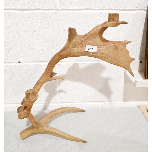 267 - A candle holder made from antlers, height 19