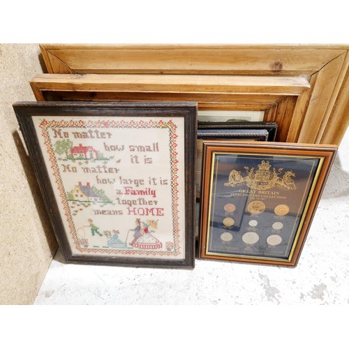 282 - A selection of framed pictures including silk. No shipping. Arrange collection or your own packer an... 