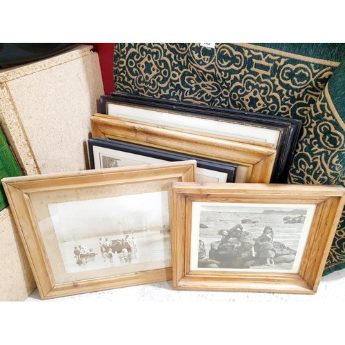 282 - A selection of framed pictures including silk. No shipping. Arrange collection or your own packer an... 