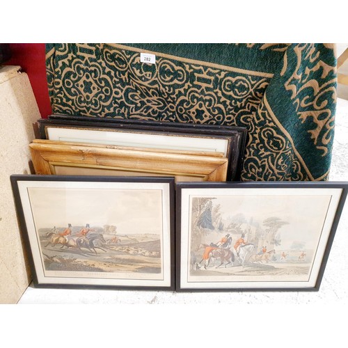 282 - A selection of framed pictures including silk. No shipping. Arrange collection or your own packer an... 