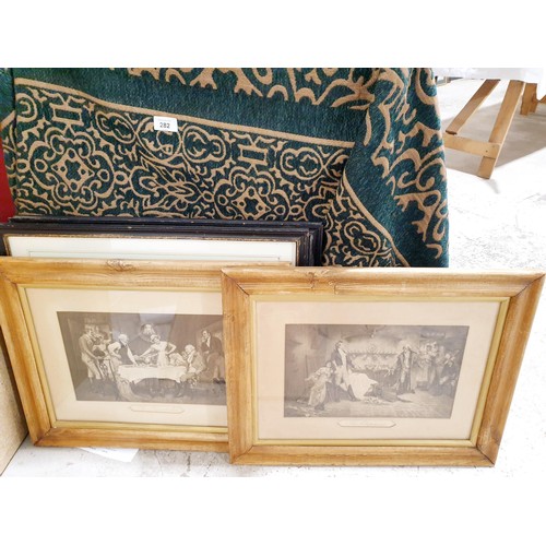 282 - A selection of framed pictures including silk. No shipping. Arrange collection or your own packer an... 