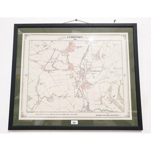 284 - A reproduction map of Luddenden based on the Ordinance Survey Map of 1892, 19.75