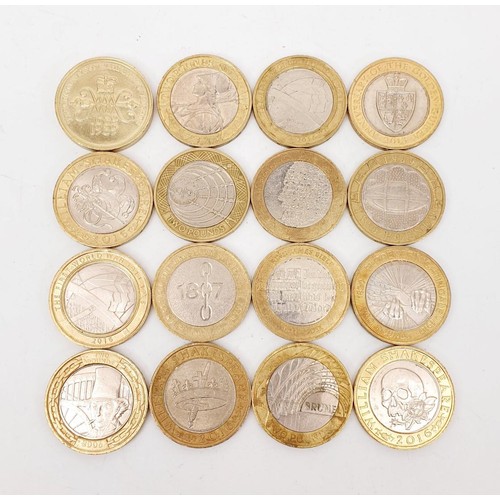 59 - Sixteen collectable £2 coins including a 2011 King James's Bible. UK shipping £14.