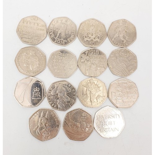 60 - Fifteen collectable 50p pieces. UK shipping £14.