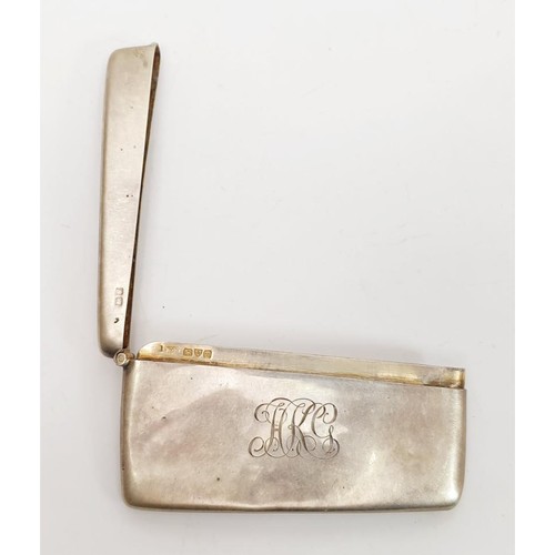 37 - An antique hallmarked silver card holder, A/F, width 3.25