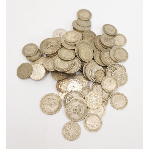 40 - A selection of pre 1947 shillings, sixpences and threepences, weight 370g. UK shipping £14.