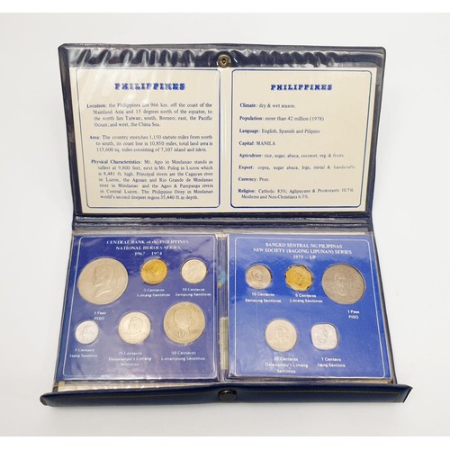 47 - A presentation folder of 1960s and 70s Philippines coins and stamps. UK shipping £14.