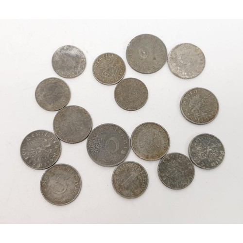 50 - A selection of Third Reich Nazi German minor coins. UK shipping £14.