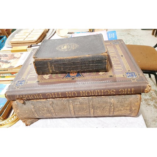 69 - Two antique Bibles and The Sermon on the Mount. UK shipping £14.