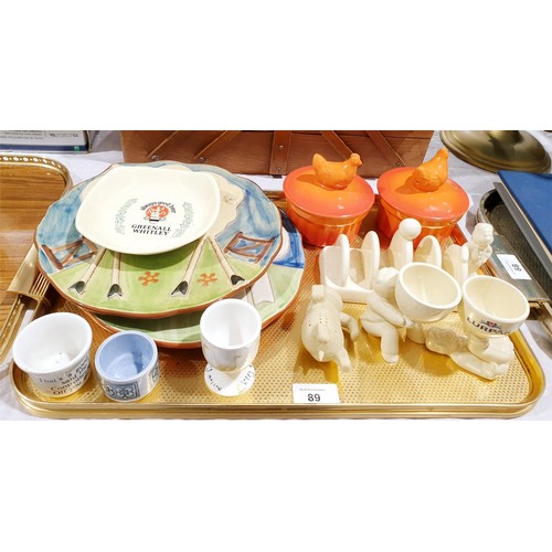 89 - A tray of assorted ceramics including Lurpak. No shipping. Arrange collection or your own packer and... 