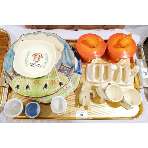 89 - A tray of assorted ceramics including Lurpak. No shipping. Arrange collection or your own packer and... 