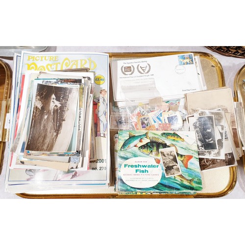 92 - Stamps, Picture Postcard magazines, photographs including military. UK shipping £14.