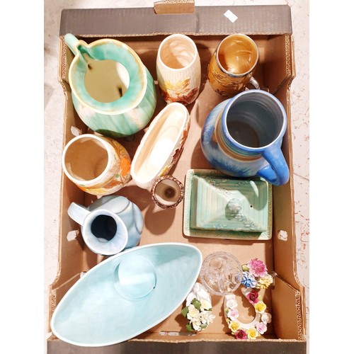 101 - A box of vintage ceramics including Beswick and Sylvac. No shipping. Arrange collection or your own ... 