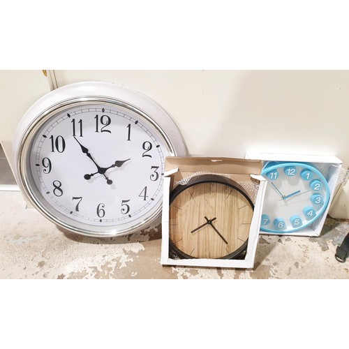 222 - Three wall clocks. No shipping. Arrange collection or your own packer and shipper, please. Electrica... 