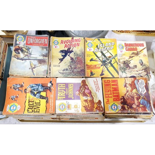 141 - A quantity of vintage Air Ace Picture Library war comic books. UK shipping £14.