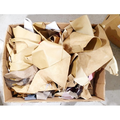 150 - A box of leather and reptile skin scraps. No shipping. Arrange collection or your own packer and shi... 