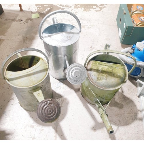 237 - Three galvanised watering cans, one A/f. No shipping. Arrange collection or your own packer and ship... 