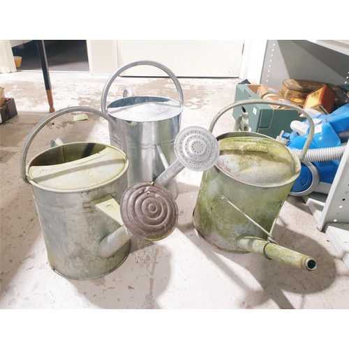 237 - Three galvanised watering cans, one A/f. No shipping. Arrange collection or your own packer and ship... 