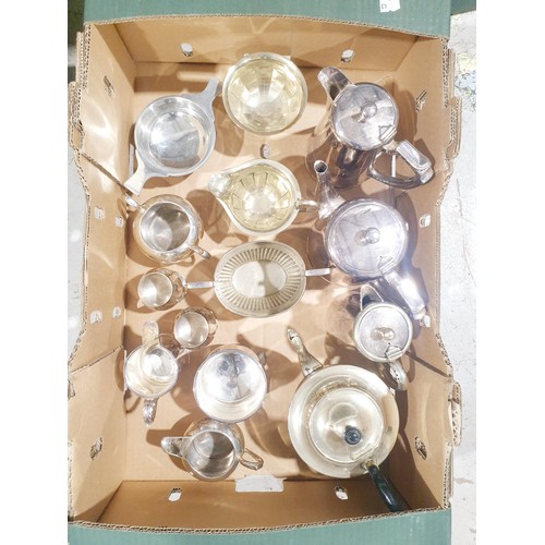 262 - A box of metal ware. No shipping. Arrange collection or your own packer and shipper, please. Electri... 