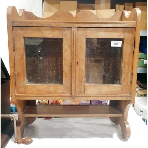 266 - A wooden wall hanging cupboard, width 18.5