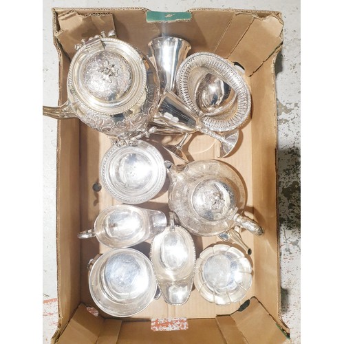 289 - A box of metalware. No shipping. Arrange collection or your own packer and shipper, please. Electric... 