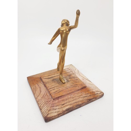 298 - A vintage brass figure of a nude, replacement plinth, height 5