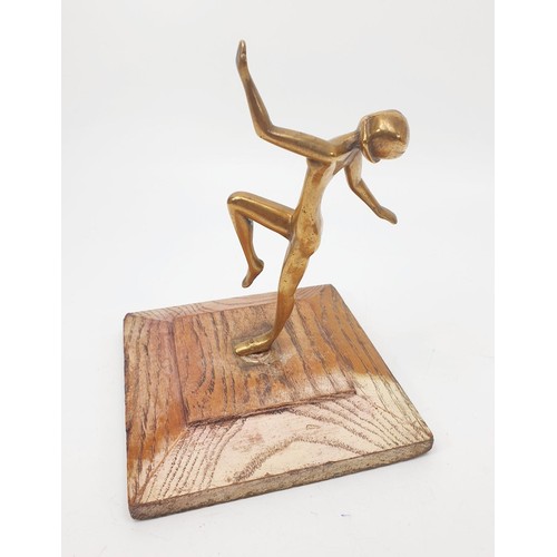 298 - A vintage brass figure of a nude, replacement plinth, height 5