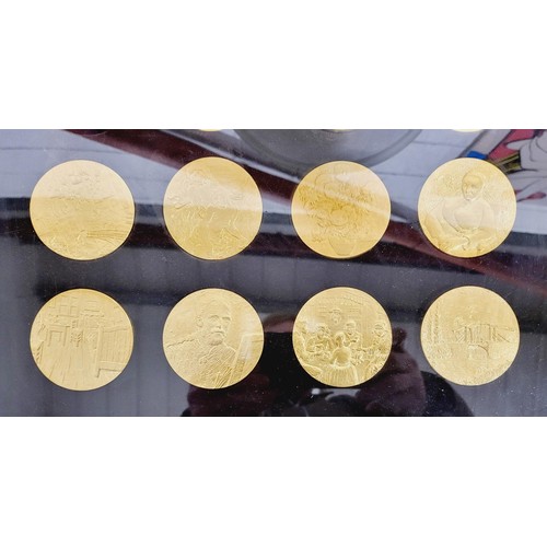 315 - A framed collection of twelve The Van Gogh medals with certificates, diameter 2.5