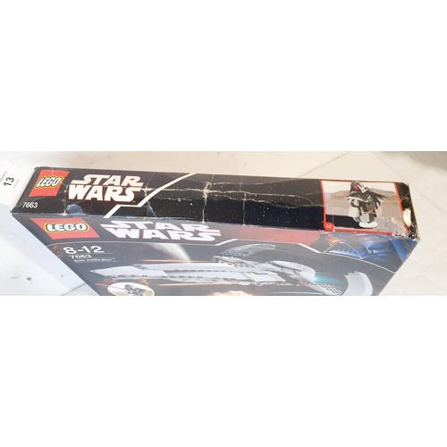 13 - A sealed Lego Star Wars Sith Infiltrator 7663, damage to the box, retired in 2008. UK shipping £14.