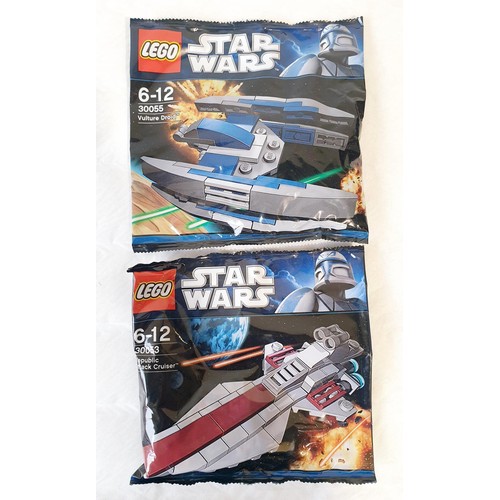 31 - Sealed Lego Star Wars Polybags: x5 30053 Republic Attack Cruiser and x6 Vulture Droid 30055, both re... 