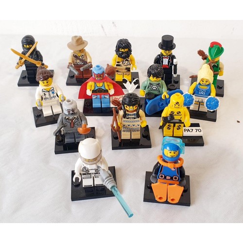 45 - Fourteen series 1 Lego Minifigures, with opened polybags. UK shipping £14.