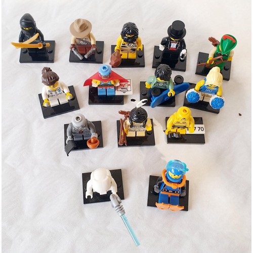 45 - Fourteen series 1 Lego Minifigures, with opened polybags. UK shipping £14.