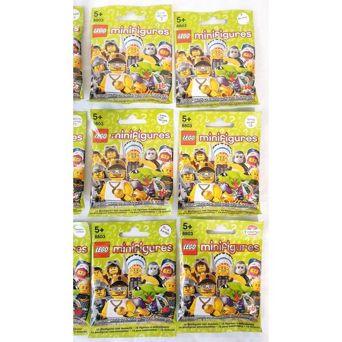 50 - Twelve sealed series 3 Lego Minifigures: No's 3, 4, 7, 8, 9, 10, 11, 13, 15, Baseball Player, Hula D... 