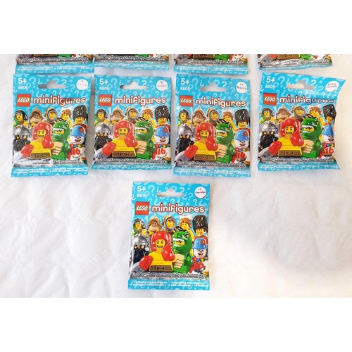 54 - Thirteen sealed series 5 Lego Minifigures: No's 3, 6(x2), 7(x2), 8(x2), 9, (x3), 11, 15 & Royal Guar... 