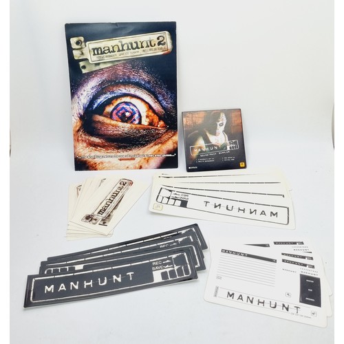 204 - Manhunt promotional items: a soundtrack sampler, an advertising card and assorted stickers. UK shipp... 