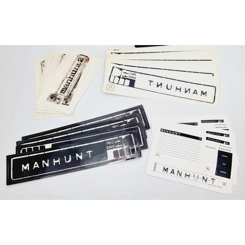 204 - Manhunt promotional items: a soundtrack sampler, an advertising card and assorted stickers. UK shipp... 