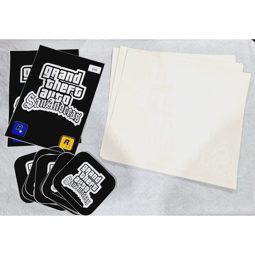 210 - Grand Theft Auto San Andreas large window decals and other GTA San Andreas stickers. UK shipping £14... 