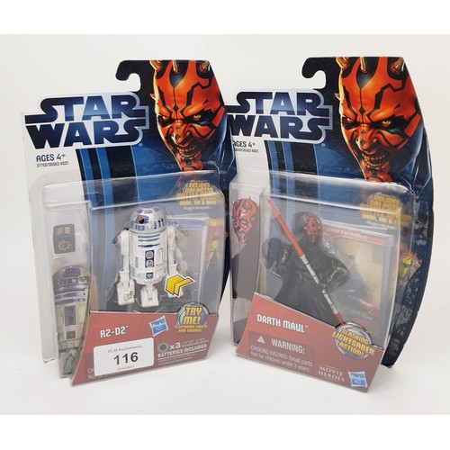 116 - A Star Wars Jedi Force Speeder Bike, a Star Wars Darth Maul Hasbro figure 36568 , a Star Wars R2-D2 ... 