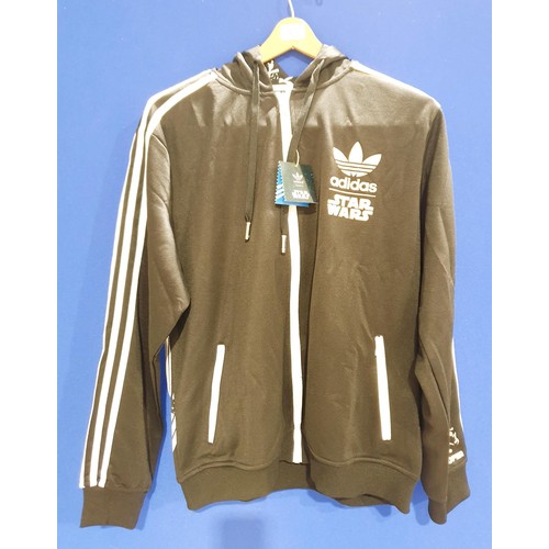 123 - A Star Wars Adidas Black P99646 Stormtrooper flock track hoodie, size large. UK shipping £14.