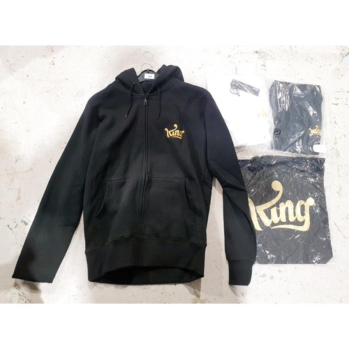 124 - A King Games Black tracksuit hoodie, size large, a sealed tote bag, a sealed white polo shirt, size ... 