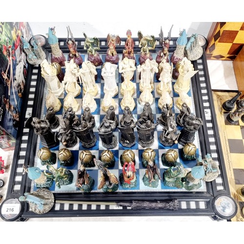 216 - Degostini Harry Potter wizards chess set and board complete with wizards chess pieces and dragons ch... 