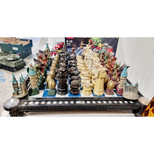 216 - Degostini Harry Potter wizards chess set and board complete with wizards chess pieces and dragons ch... 