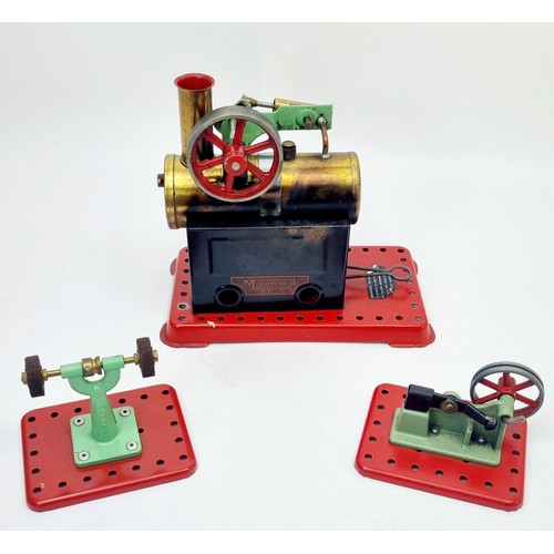 242 - A Mamod Minor 2 live steam engine with Mamod pedestal grinding wheel and a Mamod power hammer. UK sh... 