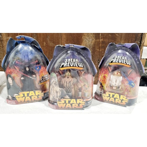 243 - Nine Star Wars Revenge of the Sith figures with Darth Vader mini bobble head and a Lego Star Wars bo... 