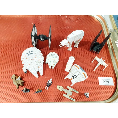 271 - A Micro Machines Millennium Falcon, R2-D2 and  Stormtrooper playsets, with figures and vehicles. UK ... 