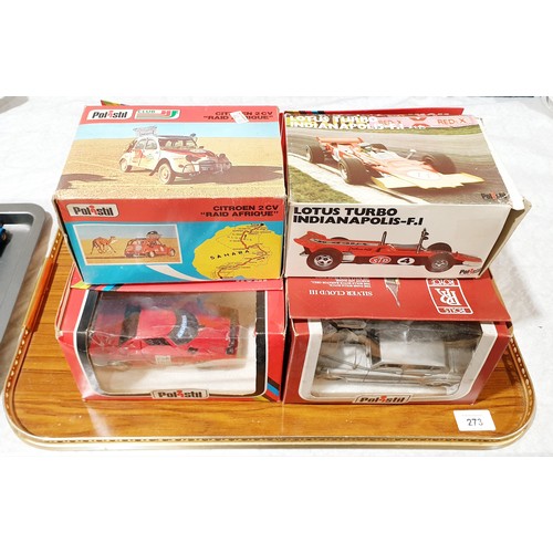 273 - Six boxed Politsil cars: Porsche Polizei, Jaguar XJ 6L, Lancia Stratos, Silver Ghost II, Citreon 2CV... 