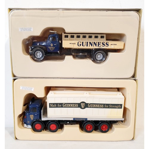 281 - Five Boxed Corgi Guinness vehicles including a Scania Curtainside, a Beaver Platform Lorry and a Ley... 