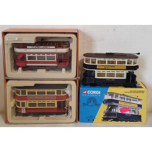 282 - Eight boxed Corgi Trams including Blackpool Brush Railcoach, Blackpool Balloon trams, Leeds and Lond... 