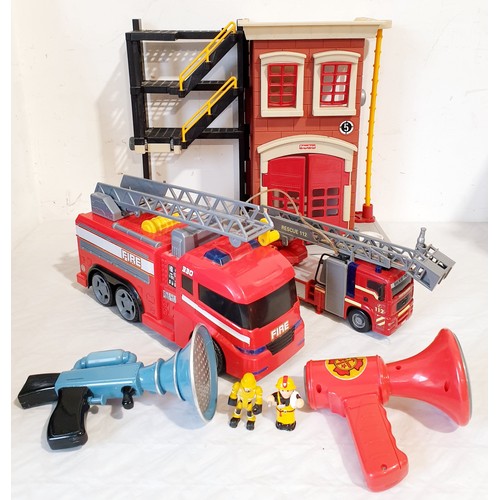 300 - A Mattel Batman Playset, a Fisher Price fire station and Fire Engines. No shipping. Arrange collecti... 